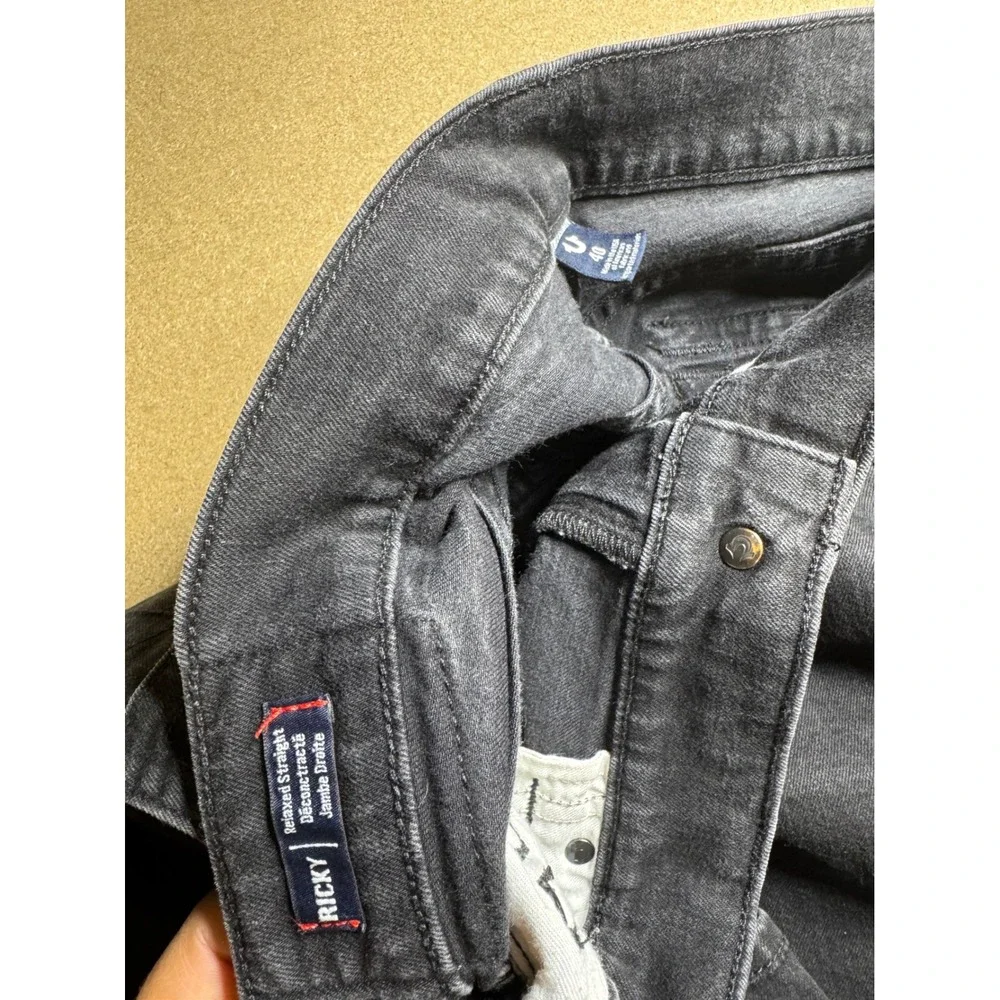 True Religion Ricky Relaxed Straight Leg Jeans Faded Black Mens 40x32